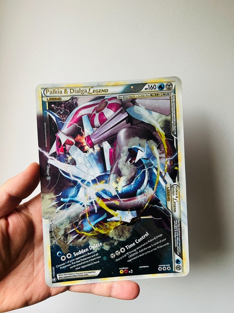 Palkia & Dialga 102/102 Jumbo HGSS Legend Puzzle Pokemon, Verzenden, Zo goed als nieuw, Losse kaart, Foil