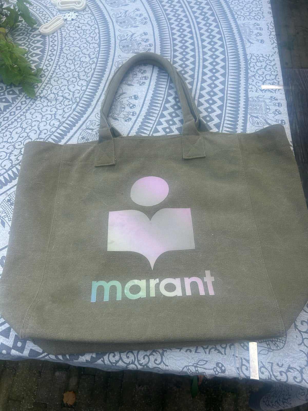 Isabel Marant Shopper Tas - Groen met Holografisch Logo, Ophalen of Verzenden, Gebruikt, Groen, Shopper