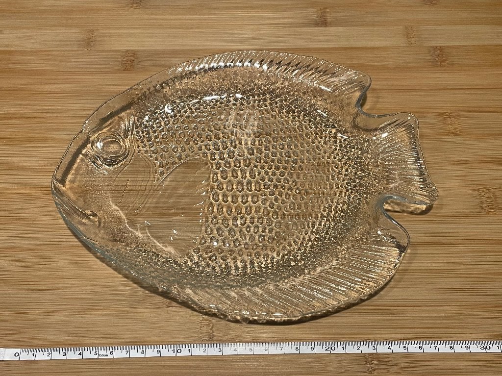 Vintage Arcoroc France vissenbord van glas, Huis en Inrichting, Keuken | Servies, Overige merken, Vintage, Ophalen of Verzenden