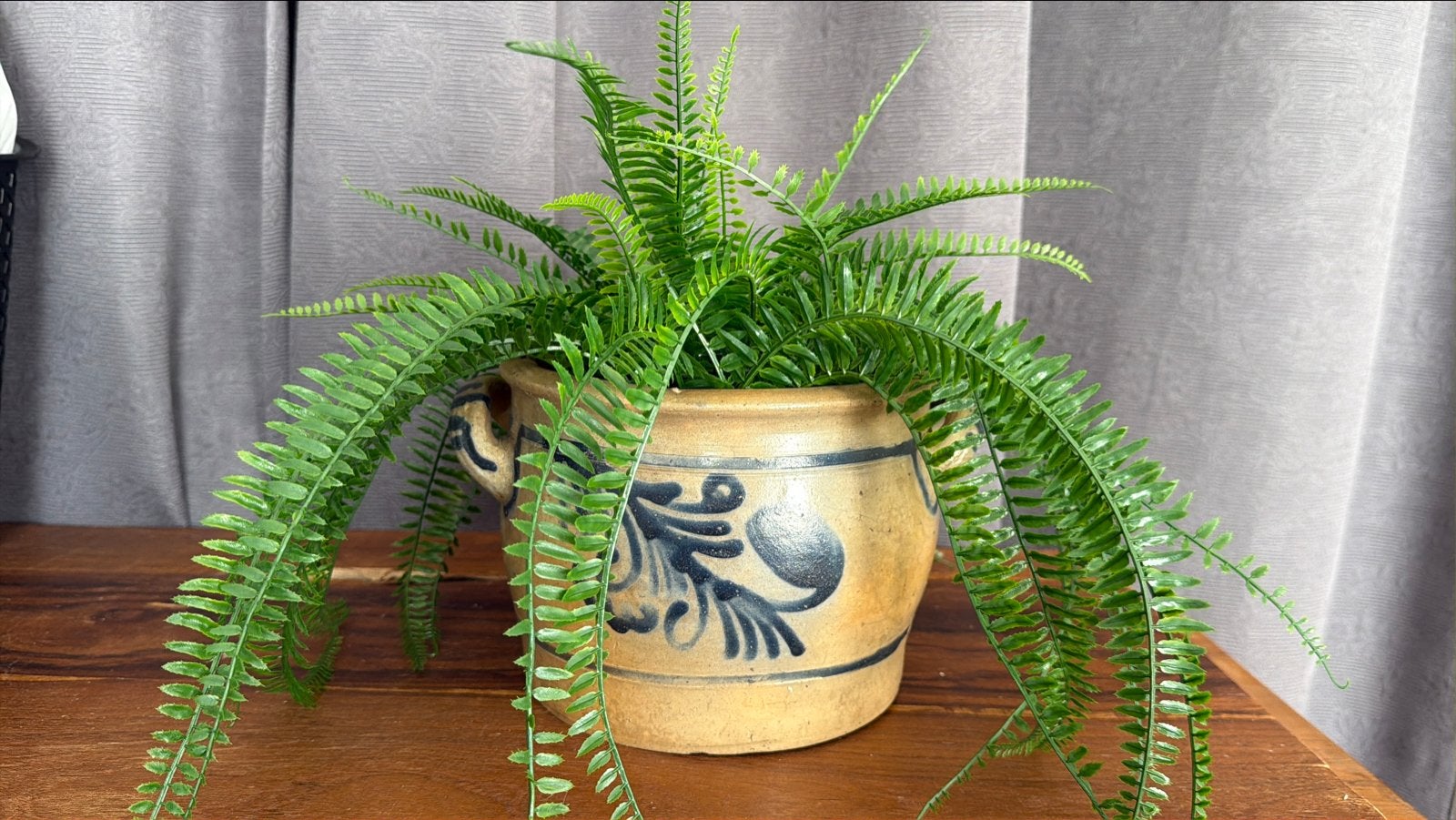 Antieke Keulse pot zandkleurig met blauw decor, Antiek en Kunst, Antiek | Keramiek en Aardewerk, Ophalen of Verzenden