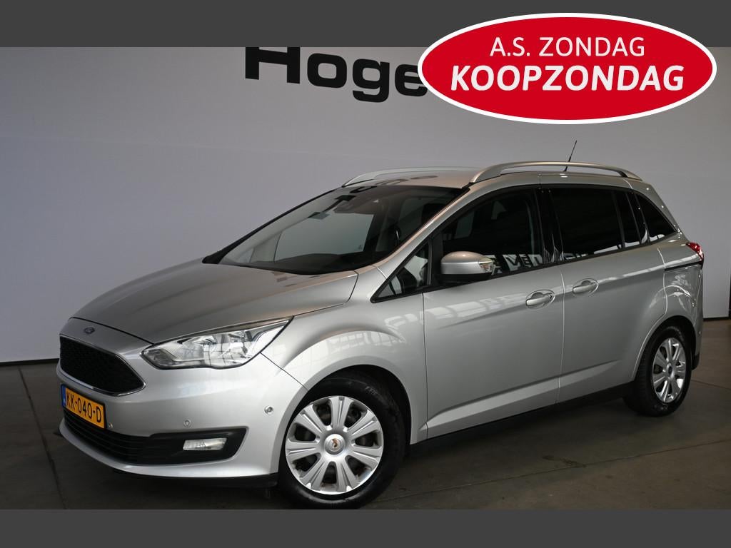 Ford Grand C-Max 1.0 Trend 7 Persoons Clima Navigatie LED Tr, Auto's, Ford, Stof, Gebruikt, Met garantie (alle), 7 stoelen