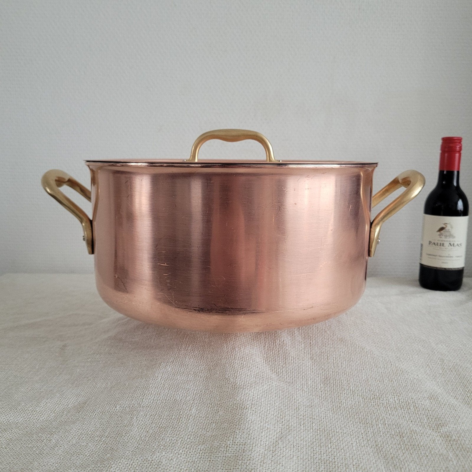 Inocuivre Dikwandige grote koperen horeca pan braadpan, Ophalen of Verzenden, Gebruikt, Rvs, Koekenpan of Braadpan