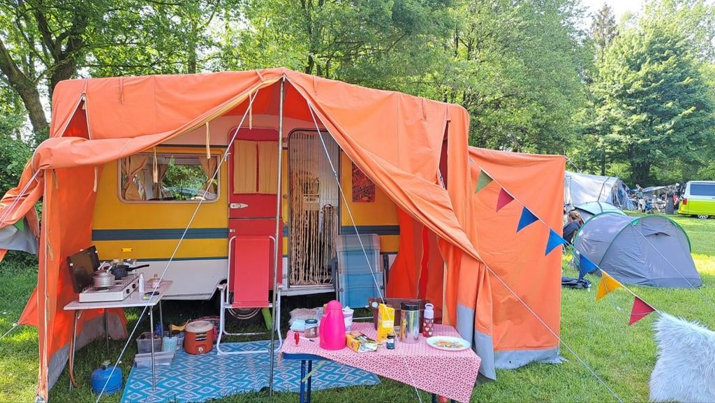 Vintage canvas voortent jaren 70 van Boekel, Ophalen