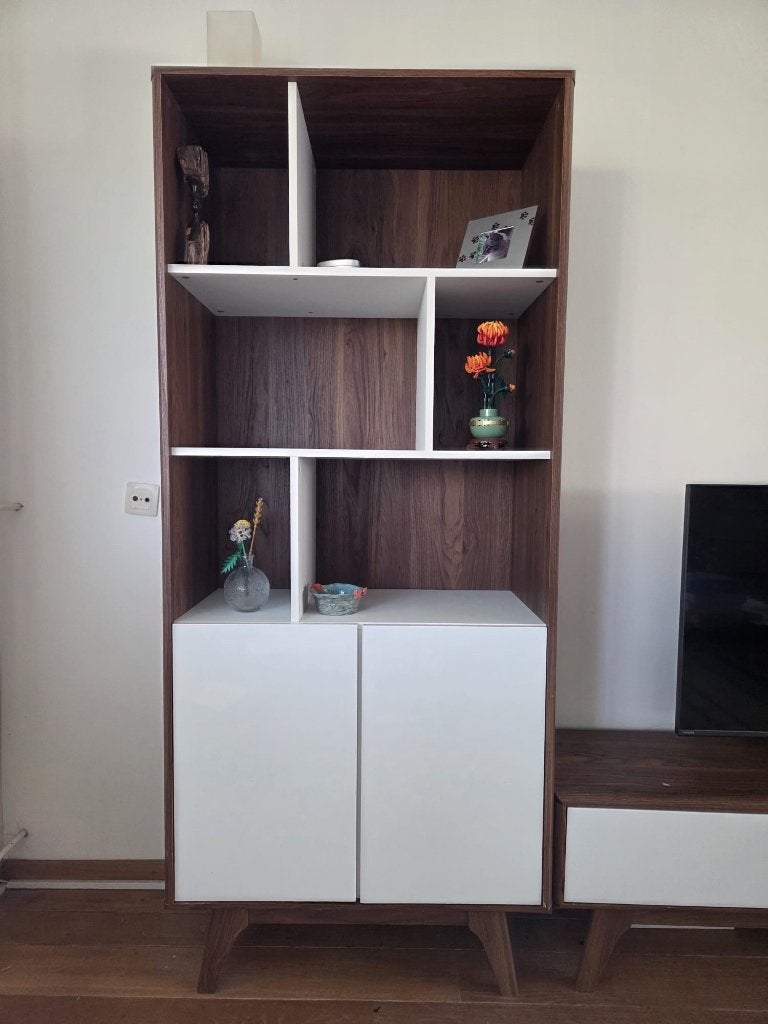 Boekenkast / wandkast, Huis en Inrichting, Ophalen, Notenhout, 50 tot 100 cm, 150 tot 200 cm