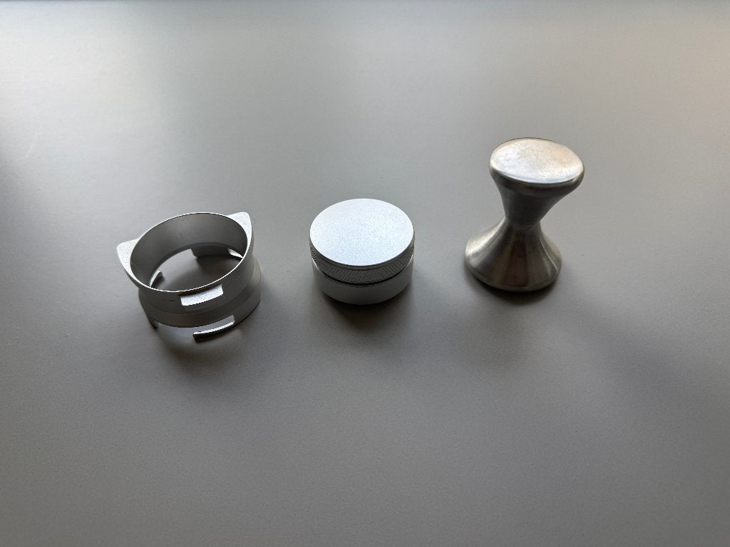 3 barista tools 54 mm: koffieverdeler, doseerring en tamper, Ophalen of Verzenden, Gebruikt, Barista-accessoire, Sage