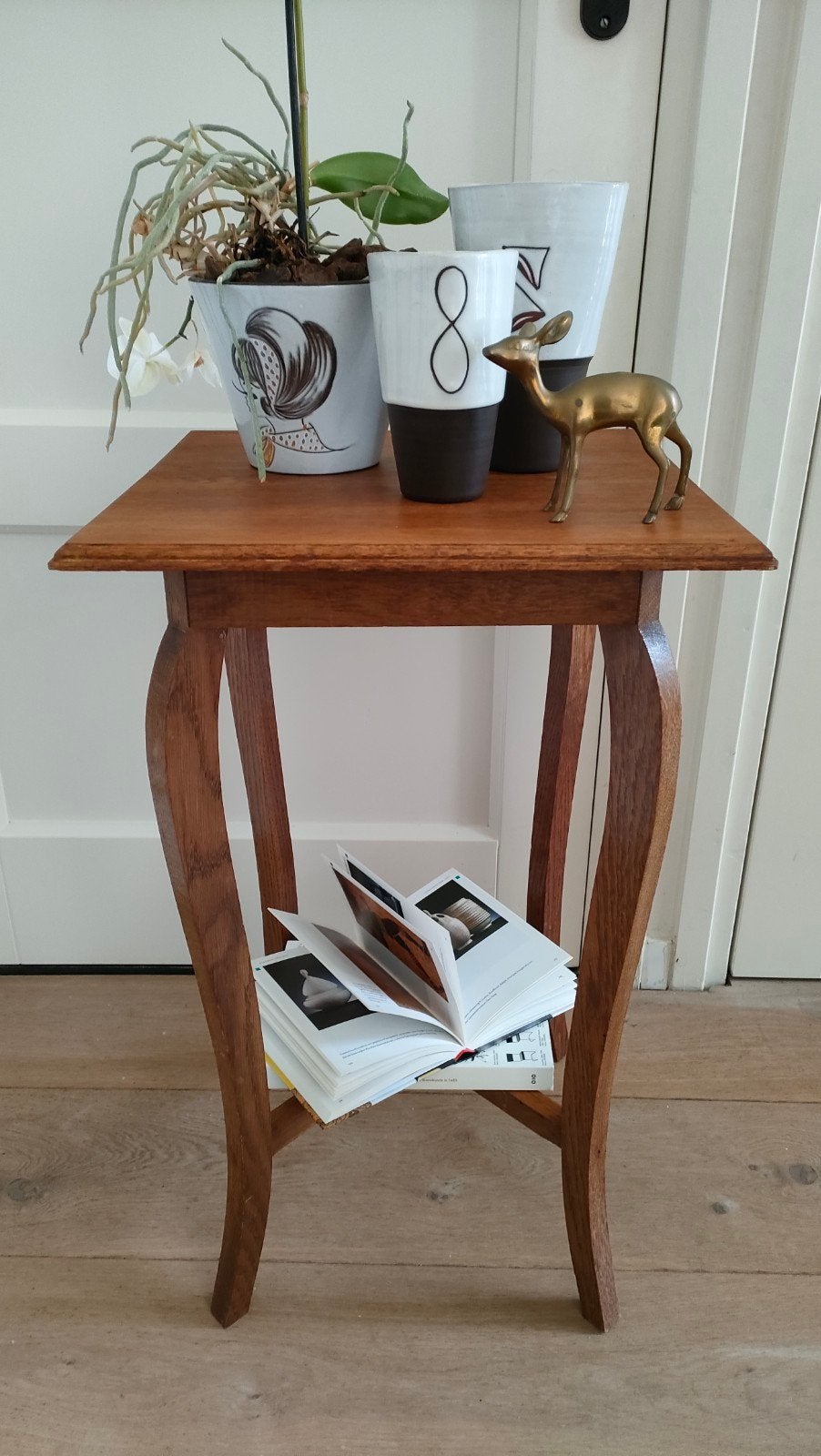 Vintage plantentafeltje tafeltje bijzettafeltje piedestal, Huis en Inrichting, Ophalen