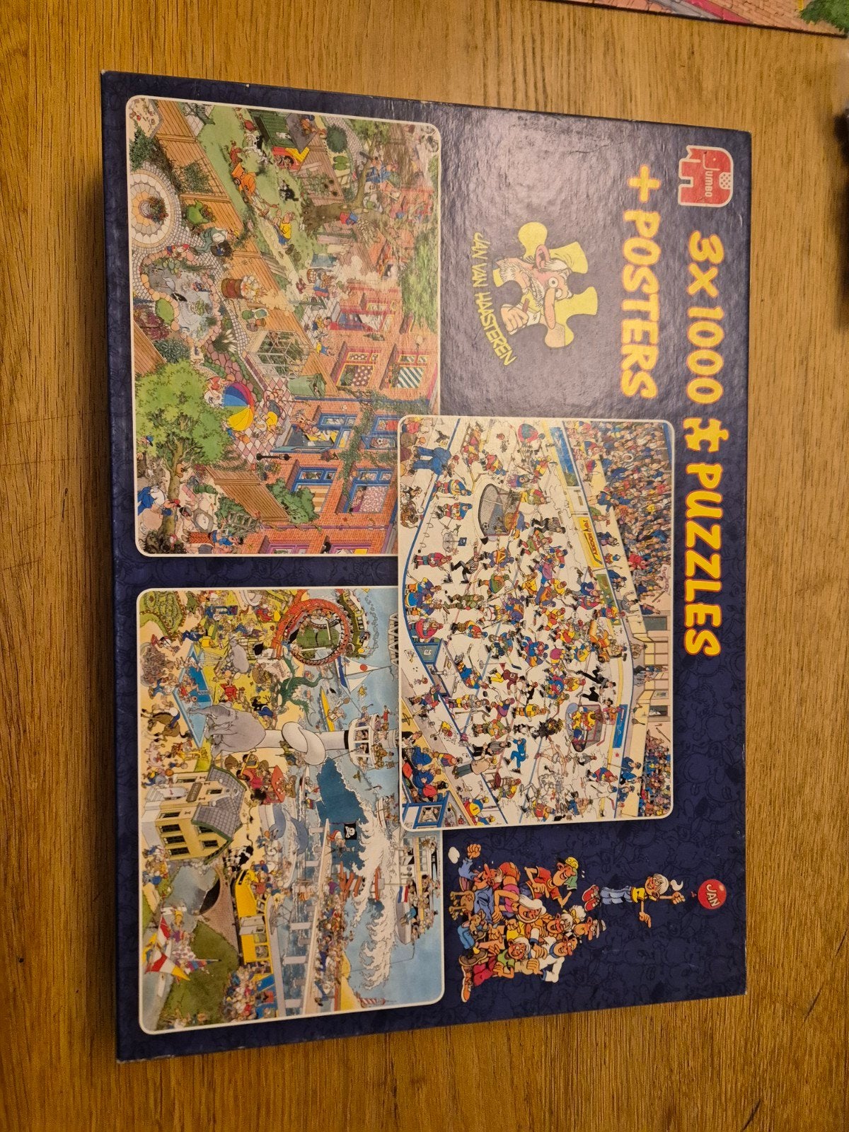 Jan van Haasteren 3in1doos compleet 1 puzzel ongeopend, Ophalen, 500 t/m 1500 stukjes, Zo goed als nieuw, Legpuzzel