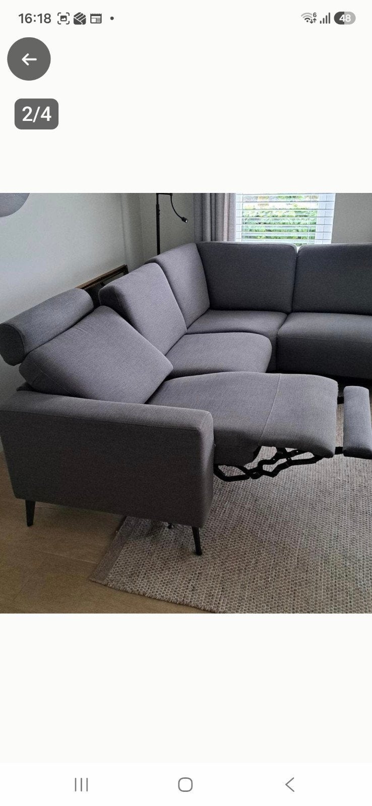 Moderne hoekbank met electrische relaxfunctie izgst, Ophalen, Hoekbank, 300 cm of meer, Zo goed als nieuw