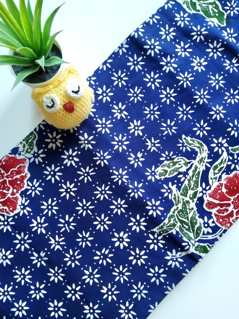 Batik Cap Asli Indonesië #1406, Hobby en Vrije tijd, Stoffen en Lappen, Nieuw, Katoen, 30 tot 120 cm, 30 tot 200 cm, Blauw, Verzenden