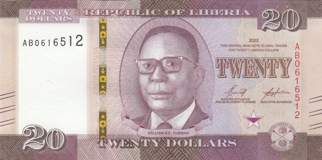 Liberia bankbiljet 20 Dollars 2022 William Vacanarat UNC, Ophalen of Verzenden, Overige landen, Los biljet