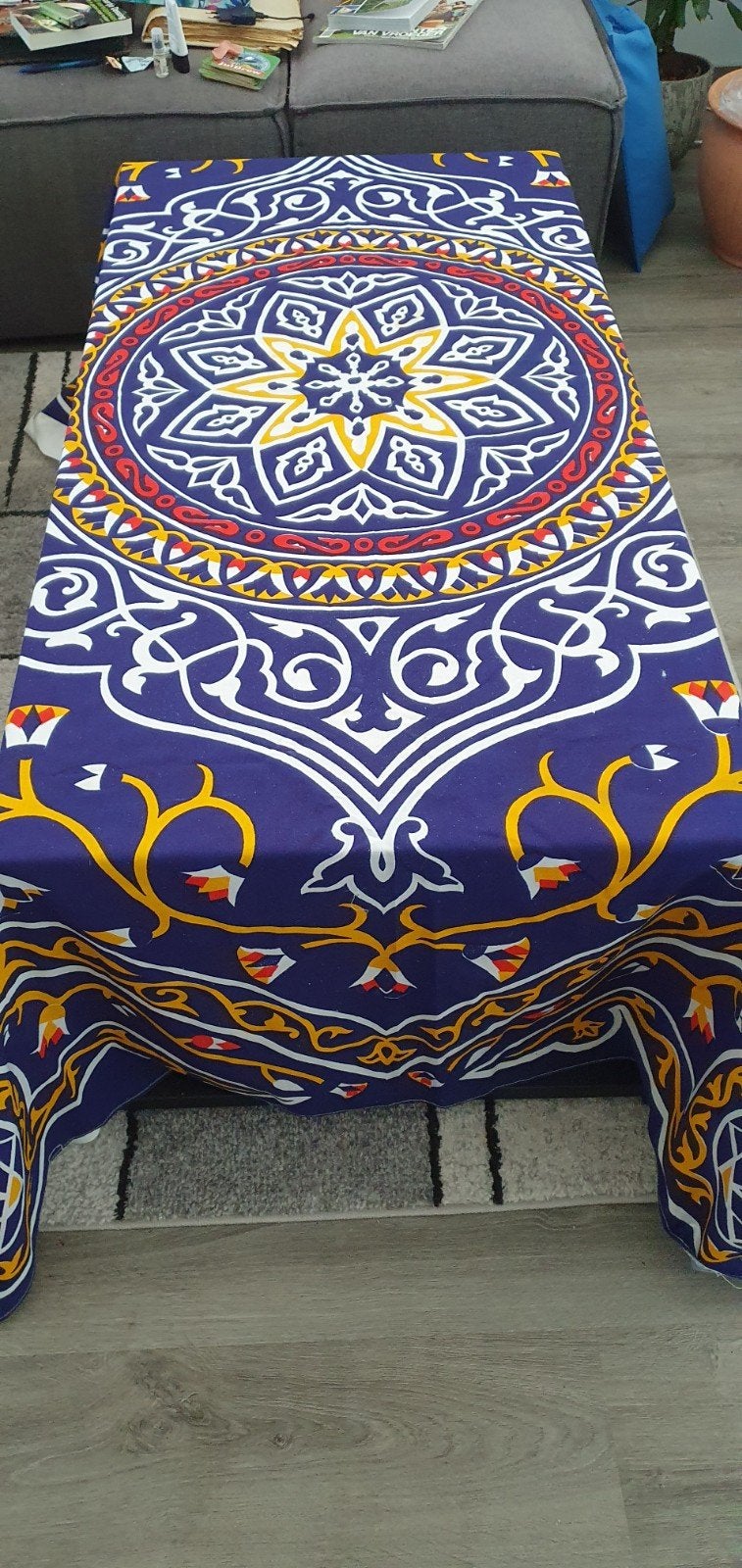 Nieuw Tafelkleed met Oosters patroon - Blauw, rood, geel, Nieuw, Ophalen of Verzenden, Katoen, Meerkleurig