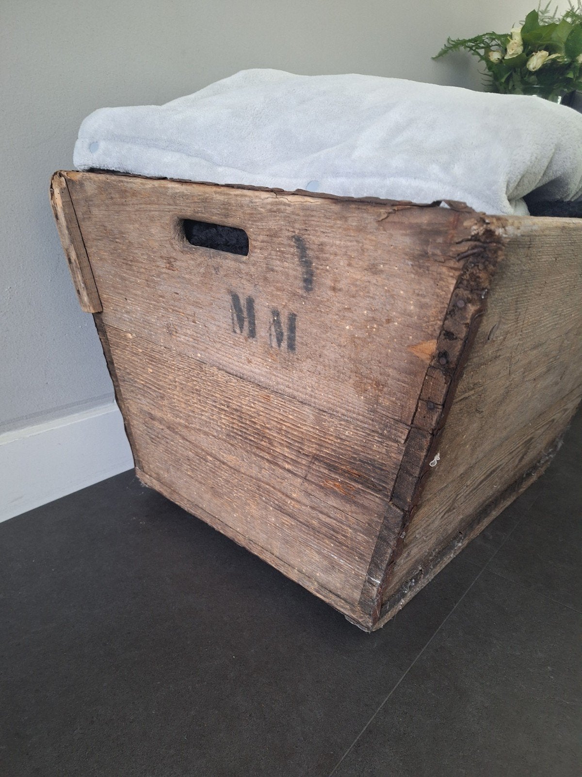 Grote Oude Houten Kist - Vintage Opbergkist, Ophalen, Gebruikt, 50 tot 100 cm, Minder dan 50 cm
