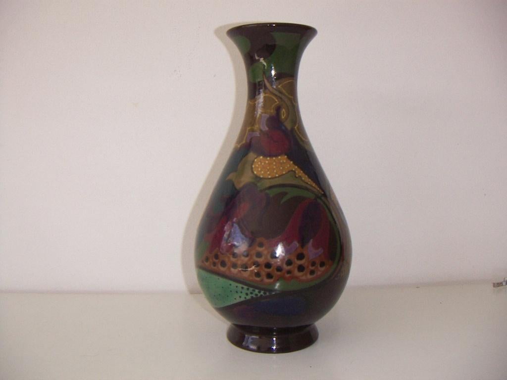 Zuid Holland Gouda plateel keramiek vaas. Schilder Floack., Antiek en Kunst, Ophalen of Verzenden