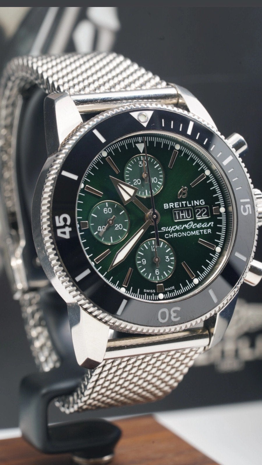 Breitling Superocean Heritage Chronograph 44 – Green Dial, Ophalen of Verzenden, Staal, Breitling