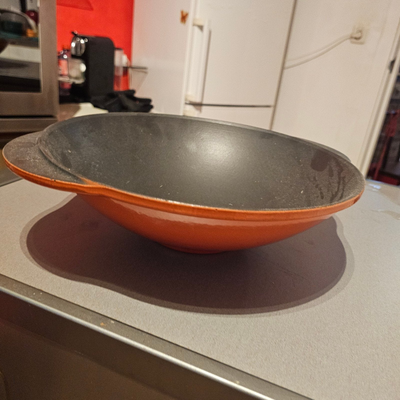 Set Le creuset 28 en grote ovenschaal van creuset., Huis en Inrichting, Keuken | Potten en Pannen, Ophalen of Verzenden, Gietijzer