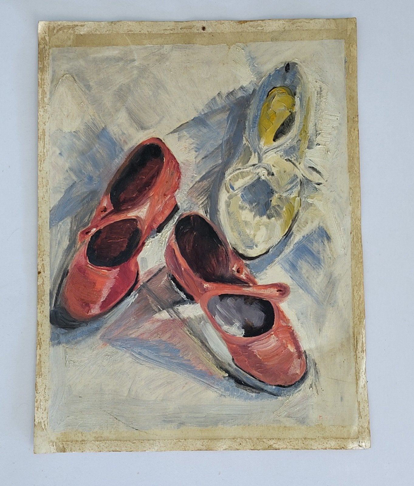 Olieverfschilderij: De Rode Schoentjes, Antiek en Kunst, Ophalen of Verzenden
