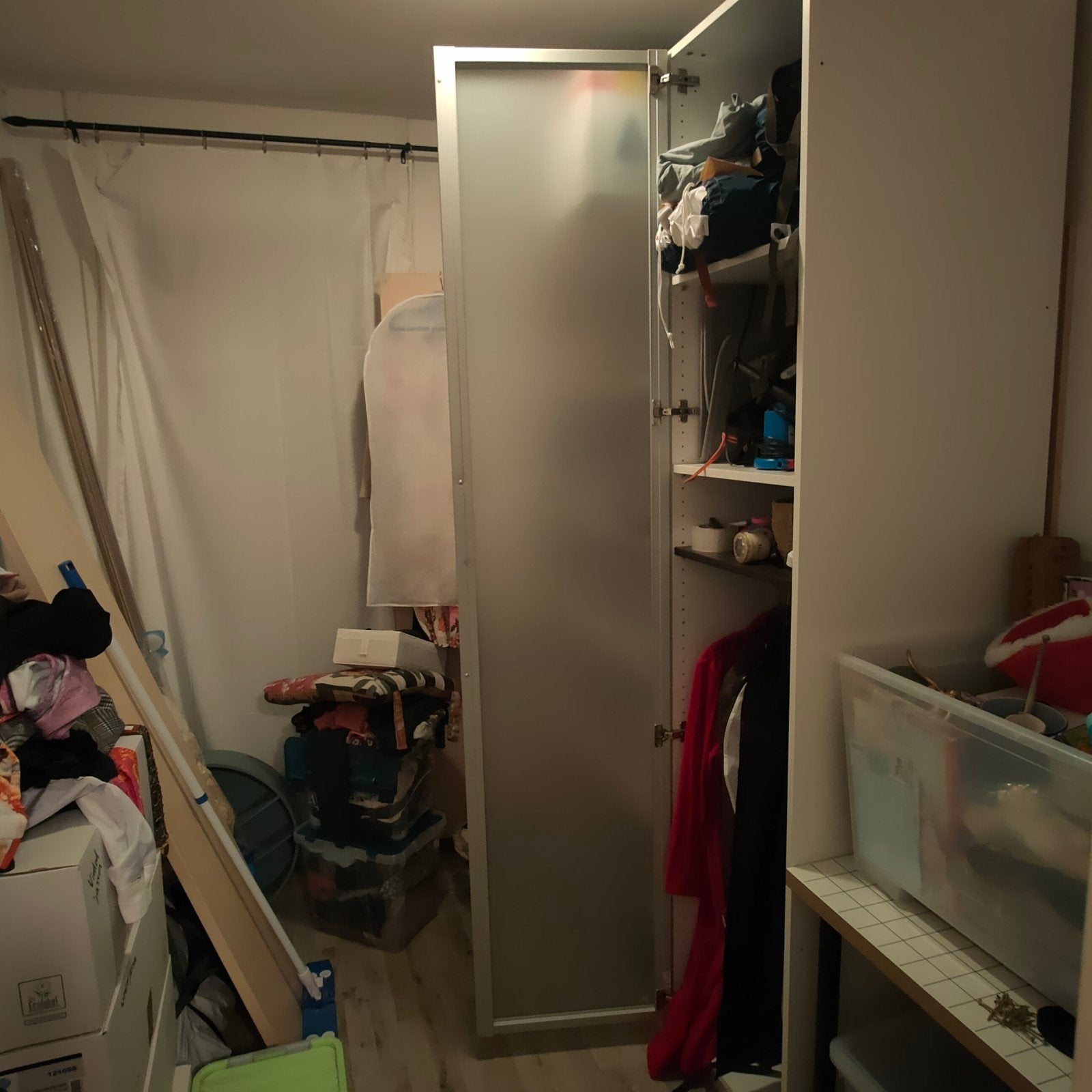 Kastdeur Ikea Pax melkglas aluminium, Ophalen, 200 cm of meer, 50 tot 100 cm, Zo goed als nieuw