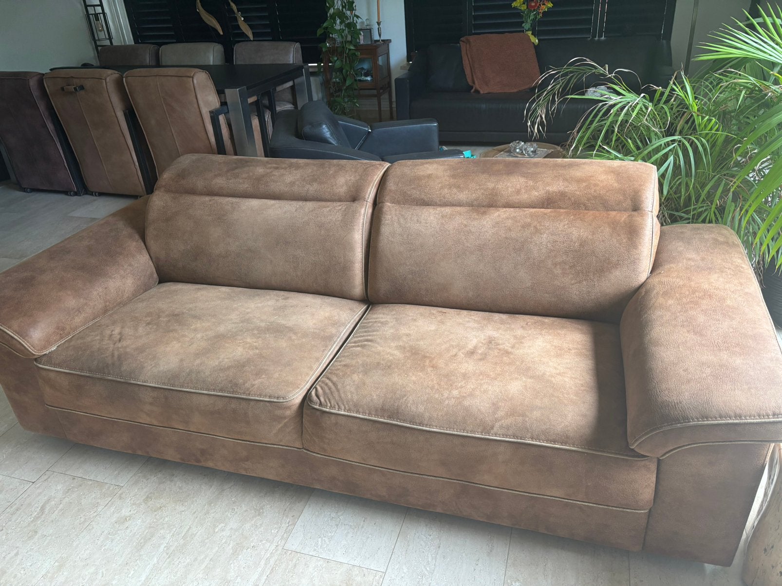 Bank bruin cognac kleurig., Ophalen, Overige materialen, Gebruikt, Minder dan 75 cm