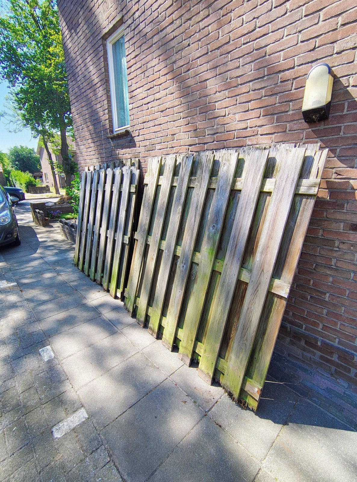 Wageningen gratis af te halen 6 schuttingdelen, Tuin en Terras, Ophalen, Minder dan 3 meter, Hout, 1 tot 2 meter