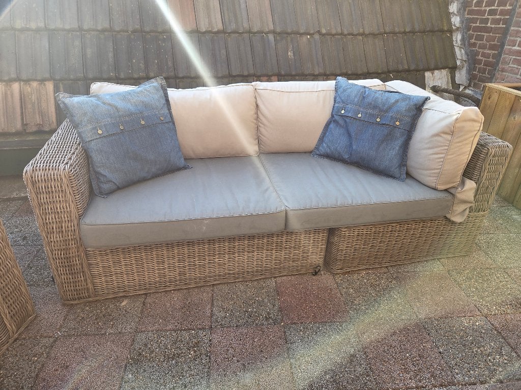 Loungebank, Tuin en Terras, Gebruikt, Rotan, Loungeset, Bank