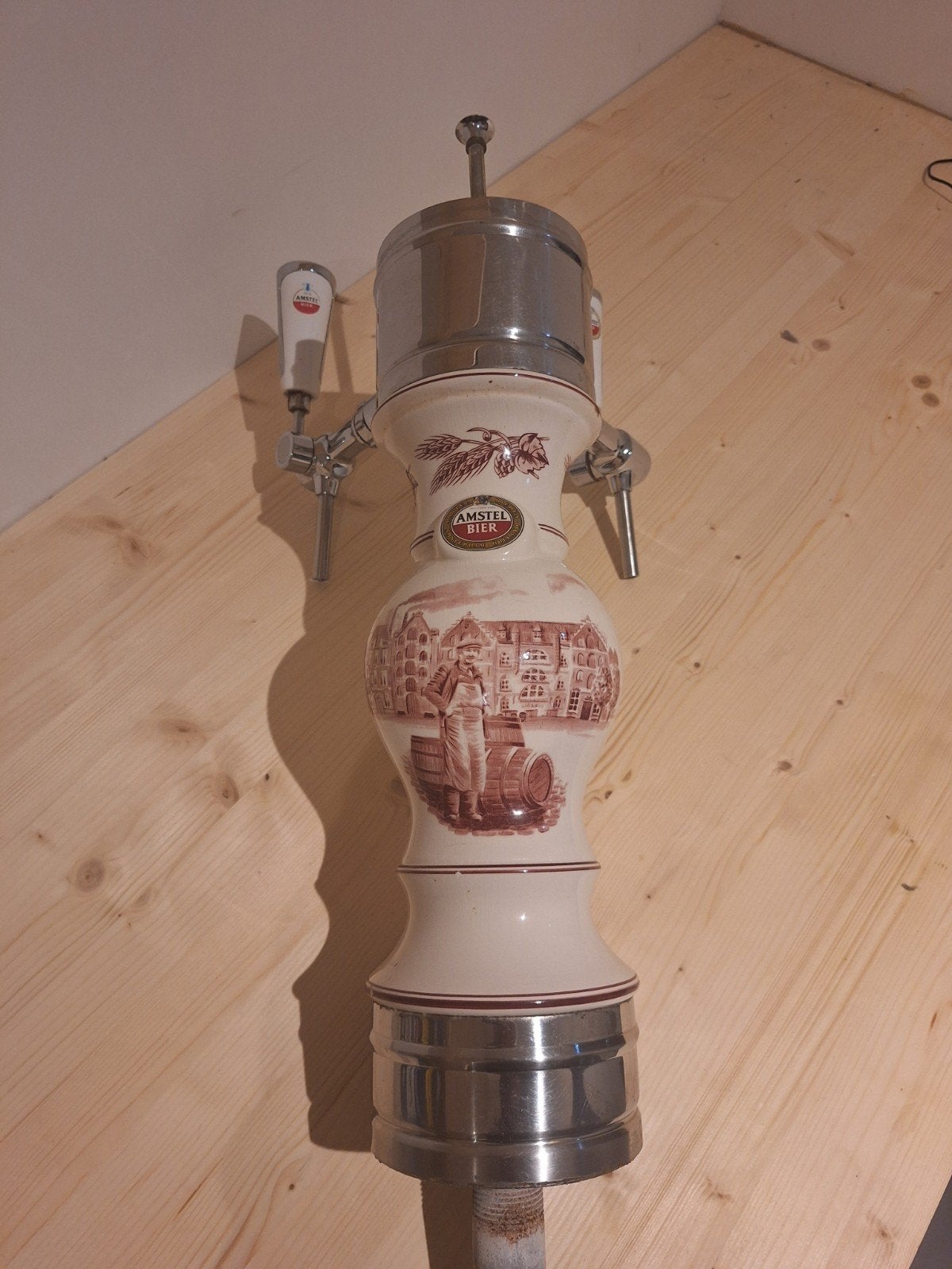 Vintage Amstel Bier Porseleinen Tapzuil bierpomp biertap, Ophalen of Verzenden, Gebruikt, Overige typen, Amstel