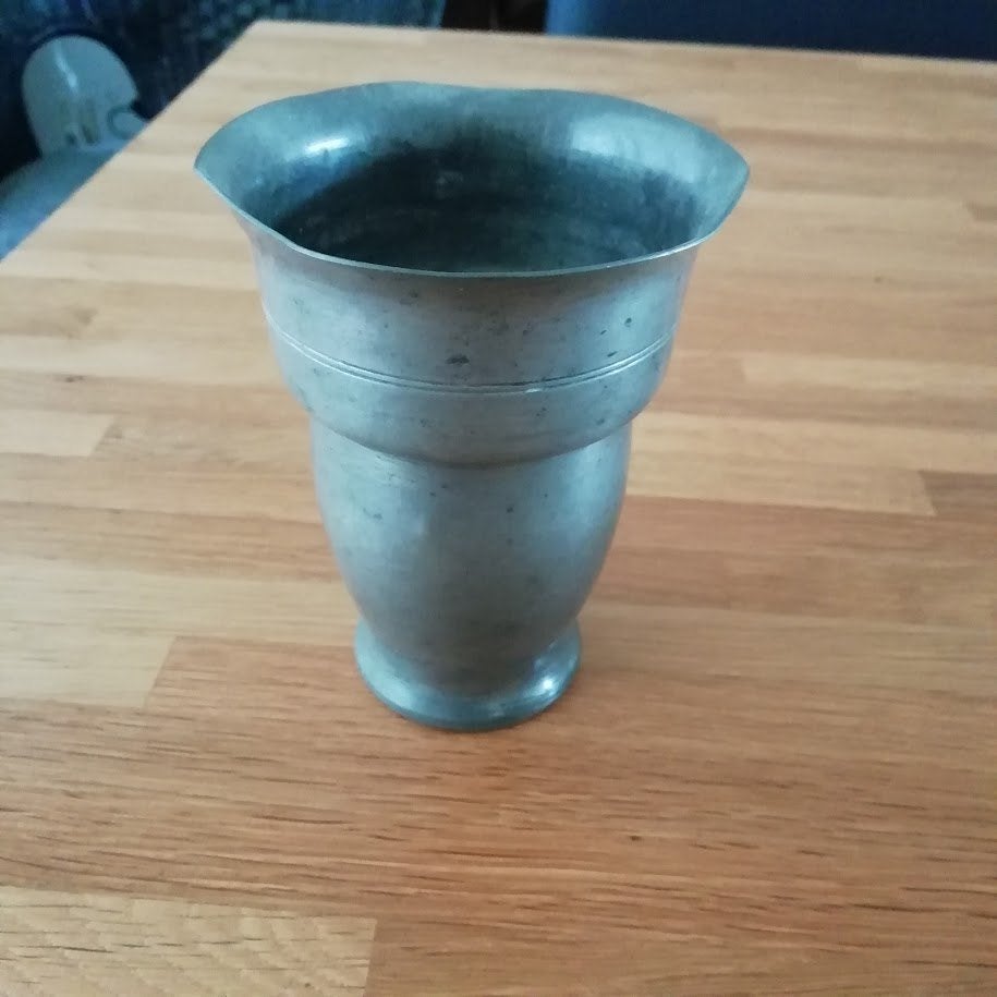 Tinnen vaasje Depoorter Dutch-art, hoog 11,5cm, Ophalen of Verzenden