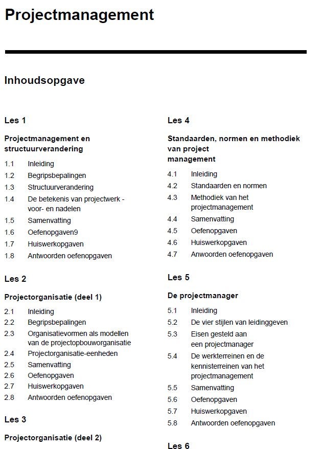 Cursus Projectmanagement, Ophalen, Alpha