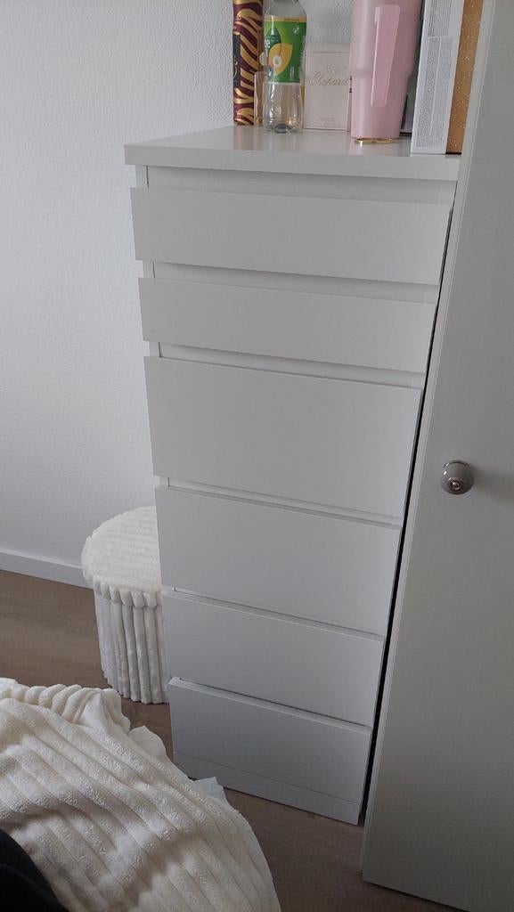 Malm ladekast met spiegel 40 x 123 cm, 5 laden of meer, Ophalen, Zo goed als nieuw, 25 tot 50 cm