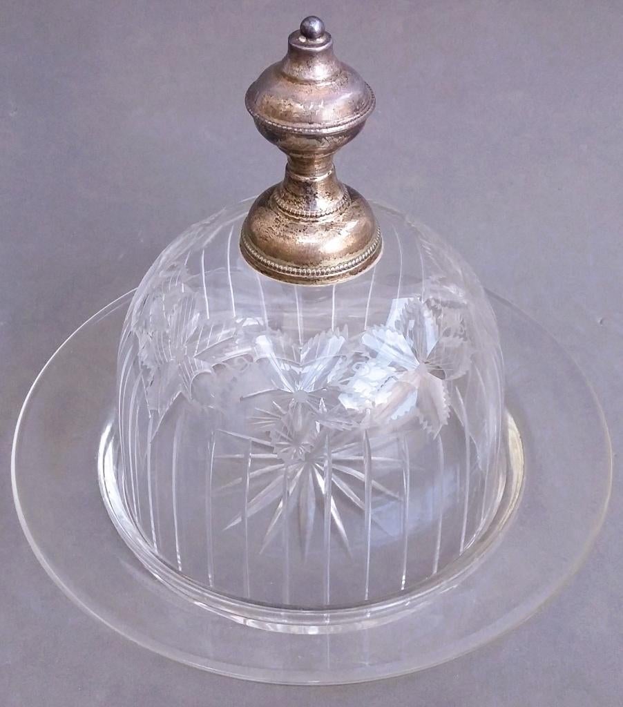 Omstreeks1900 Kristal Glazen Kaasstolp Boterstolp Kaas Stolp, Antiek en Kunst, Antiek | Keukenbenodigdheden, Ophalen of Verzenden