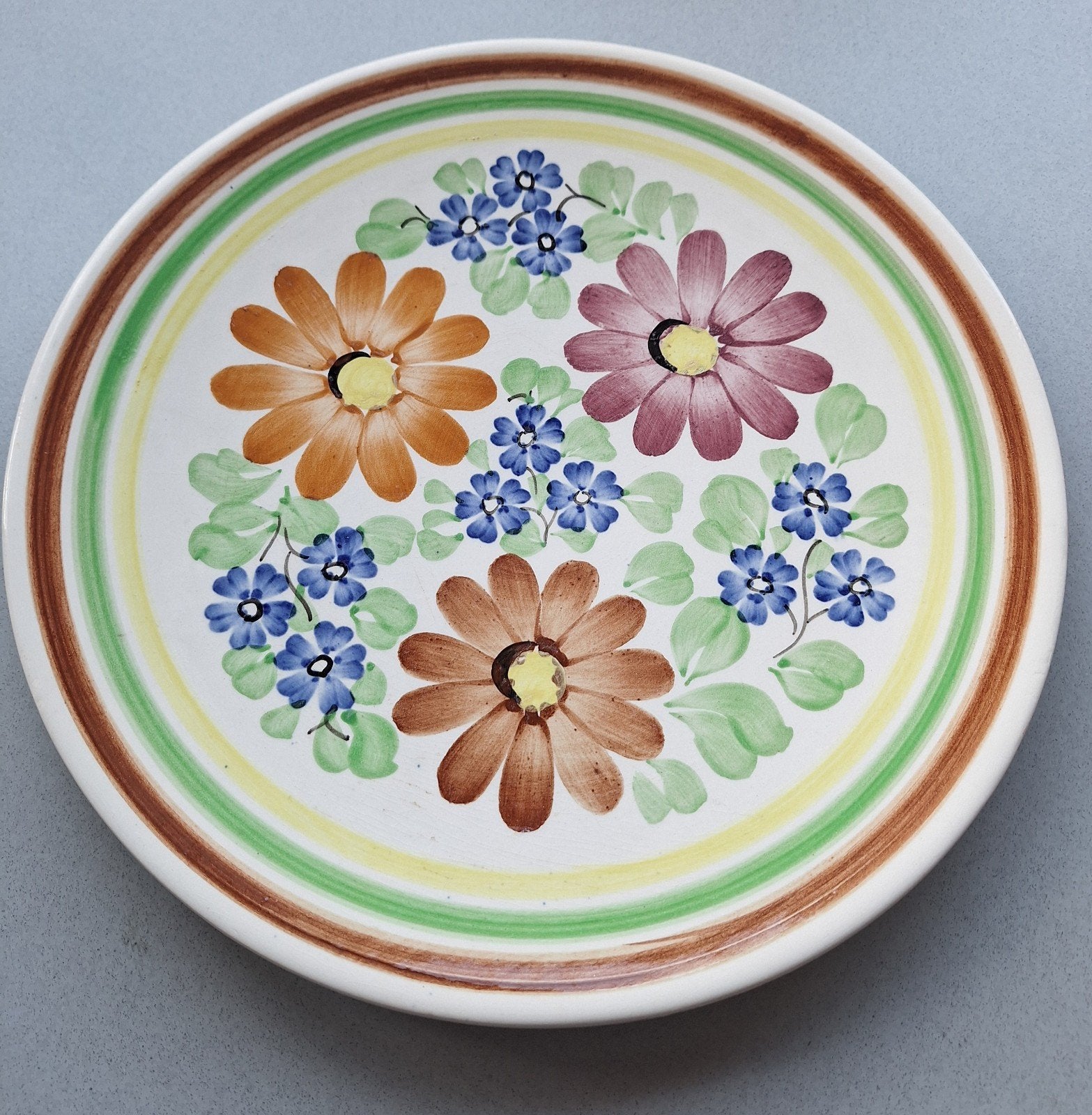 Vintage Handgeschilderd Bord met Bloemenmotief, Antiek en Kunst, Antiek | Servies los, Ophalen of Verzenden