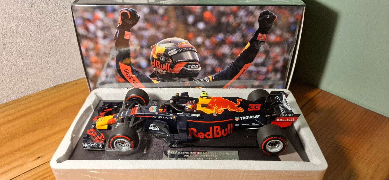 Max Verstappen schaalmodel Mexican GP 2018 RB14, Ophalen of Verzenden, Nieuw, Formule 1