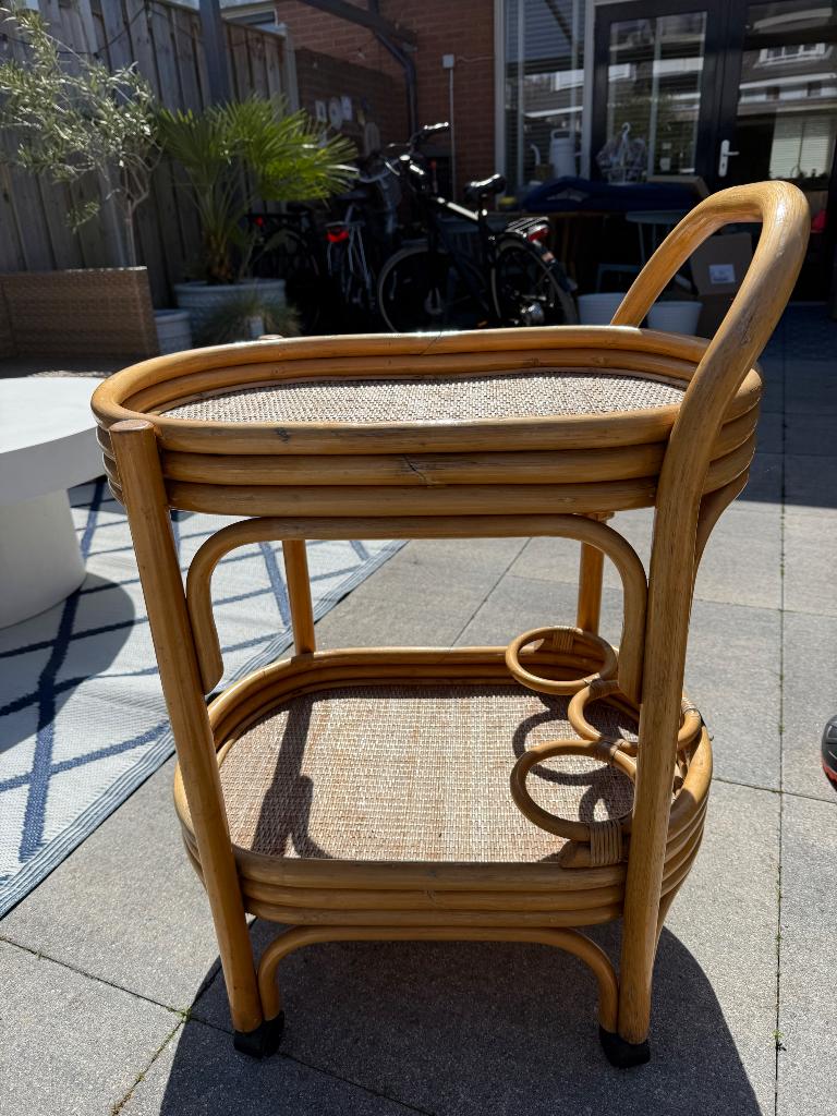Bamboe/rottan troller, Huis en Inrichting, Ophalen, Overige materialen, Gebruikt, 50 tot 75 cm