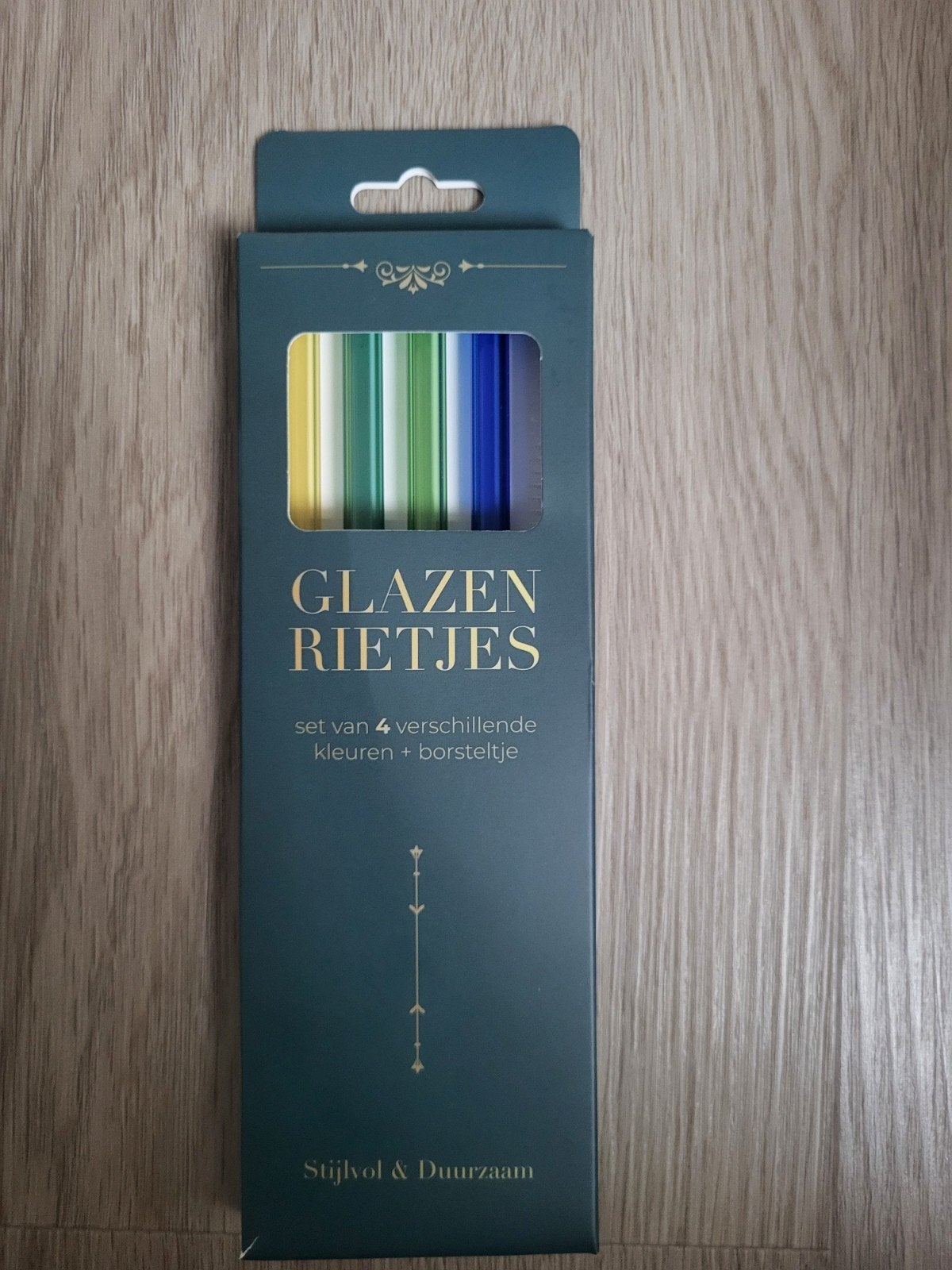 Glazen Rietjes - Set van 4 met borsteltje, Huis en Inrichting, Keuken | Keukenbenodigdheden, Nieuw, Overige typen, Overige merken
