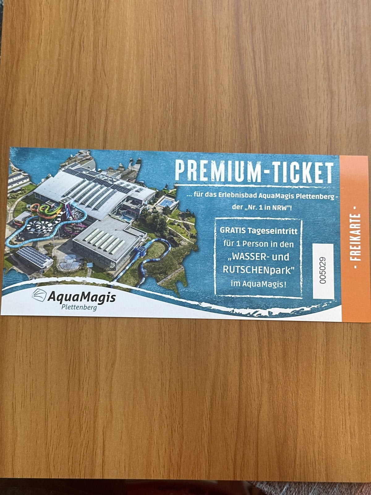 Premium-ticket aqua magis, Eén persoon, Ticket of Toegangskaart