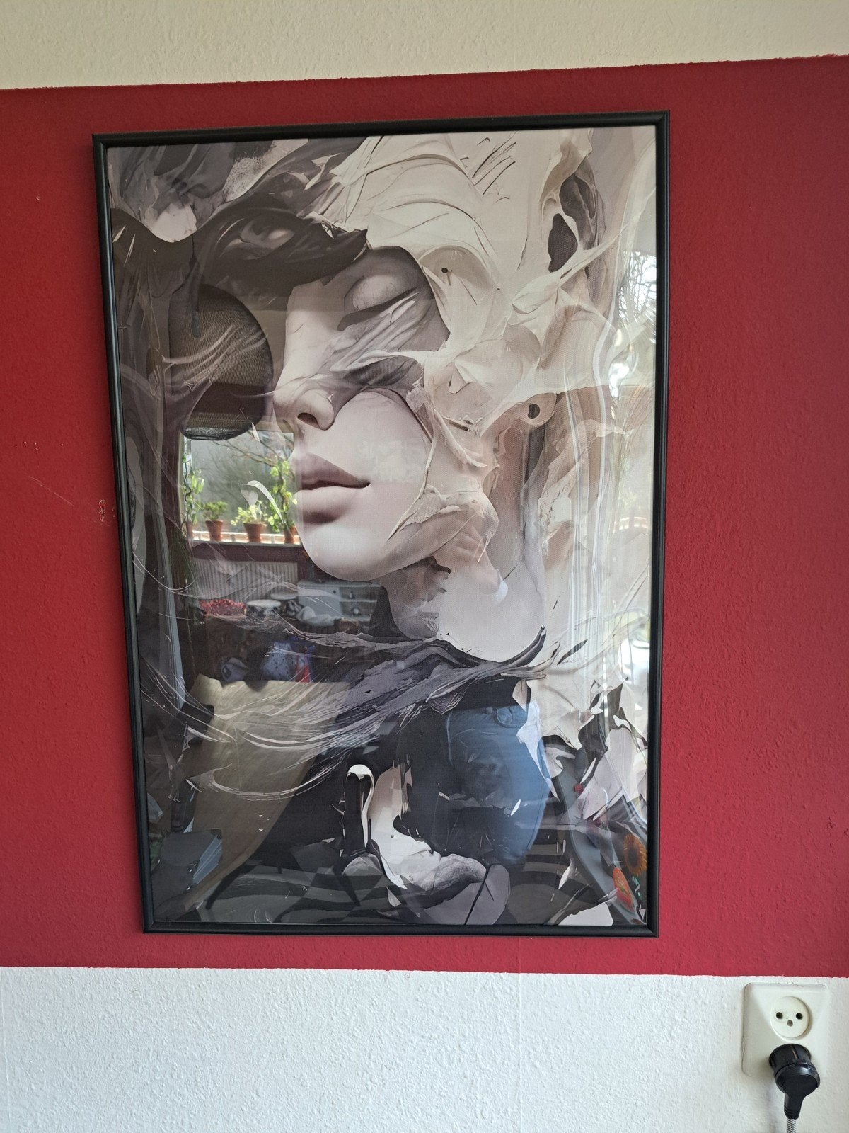 Set van 3 moderne schilderijen - Abstracte gezichten, Antiek en Kunst, Kunst | Schilderijen | Modern, Ophalen, Print, Abstract