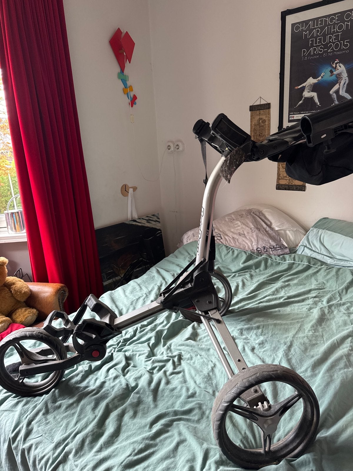 Inklapbare Golfkar met 3 wielen, Sport en Fitness, Ophalen, Gebruikt, Golfkar