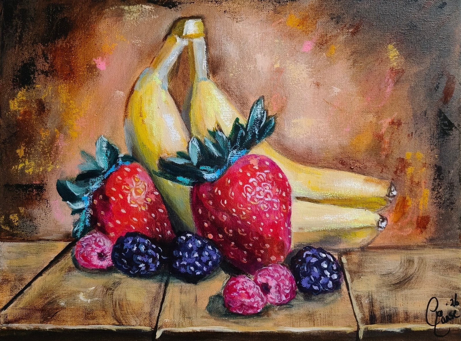 schilderij stilleven fruit, Ophalen of Verzenden, Nieuw, Minder dan 50 cm, Schilderij