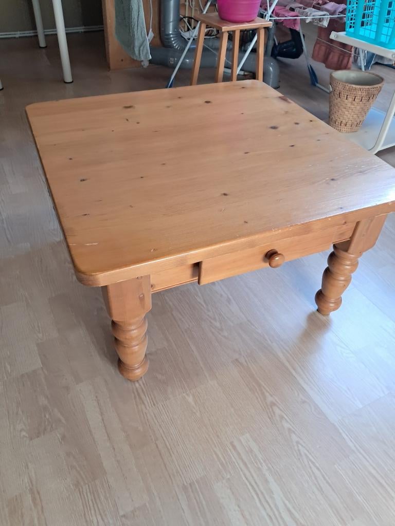 Salontafel grenen 80 x 80, Ophalen, Gebruikt, 50 tot 100 cm, Vierkant