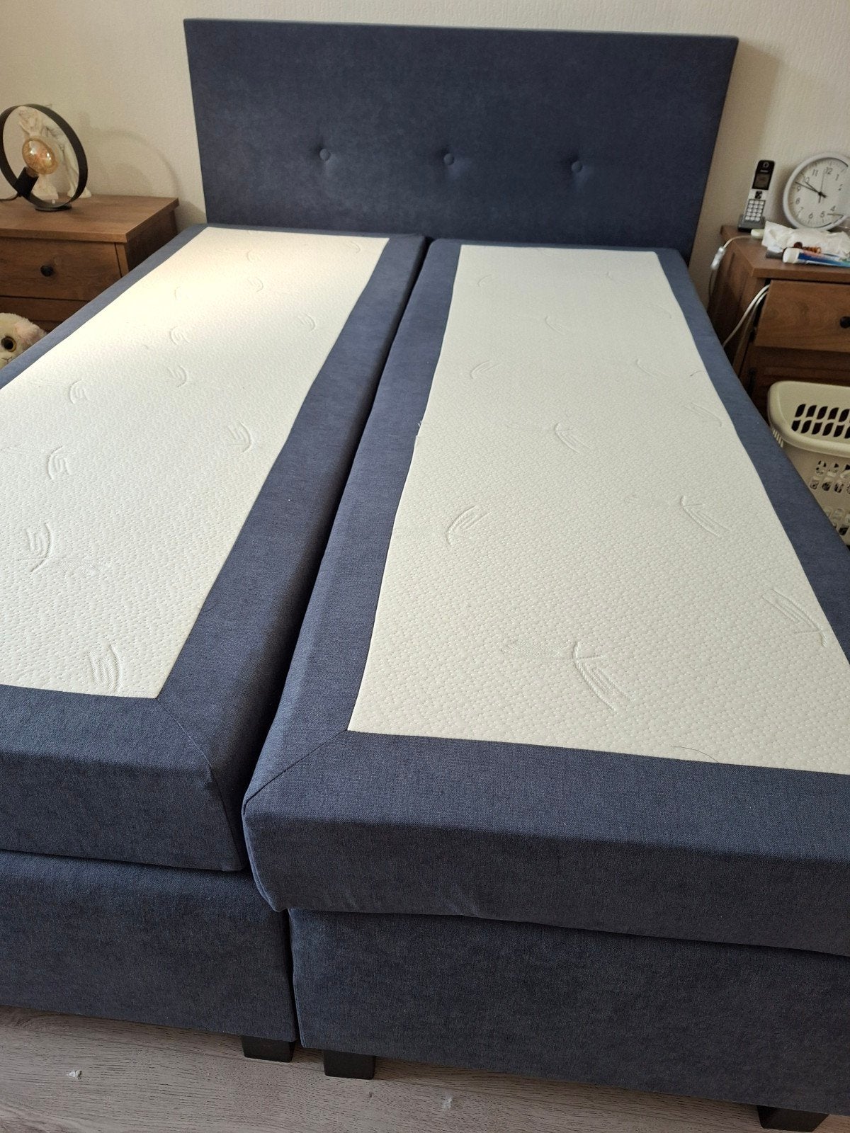 Bed, Ophalen, Gebruikt, Blauw, Tweepersoons