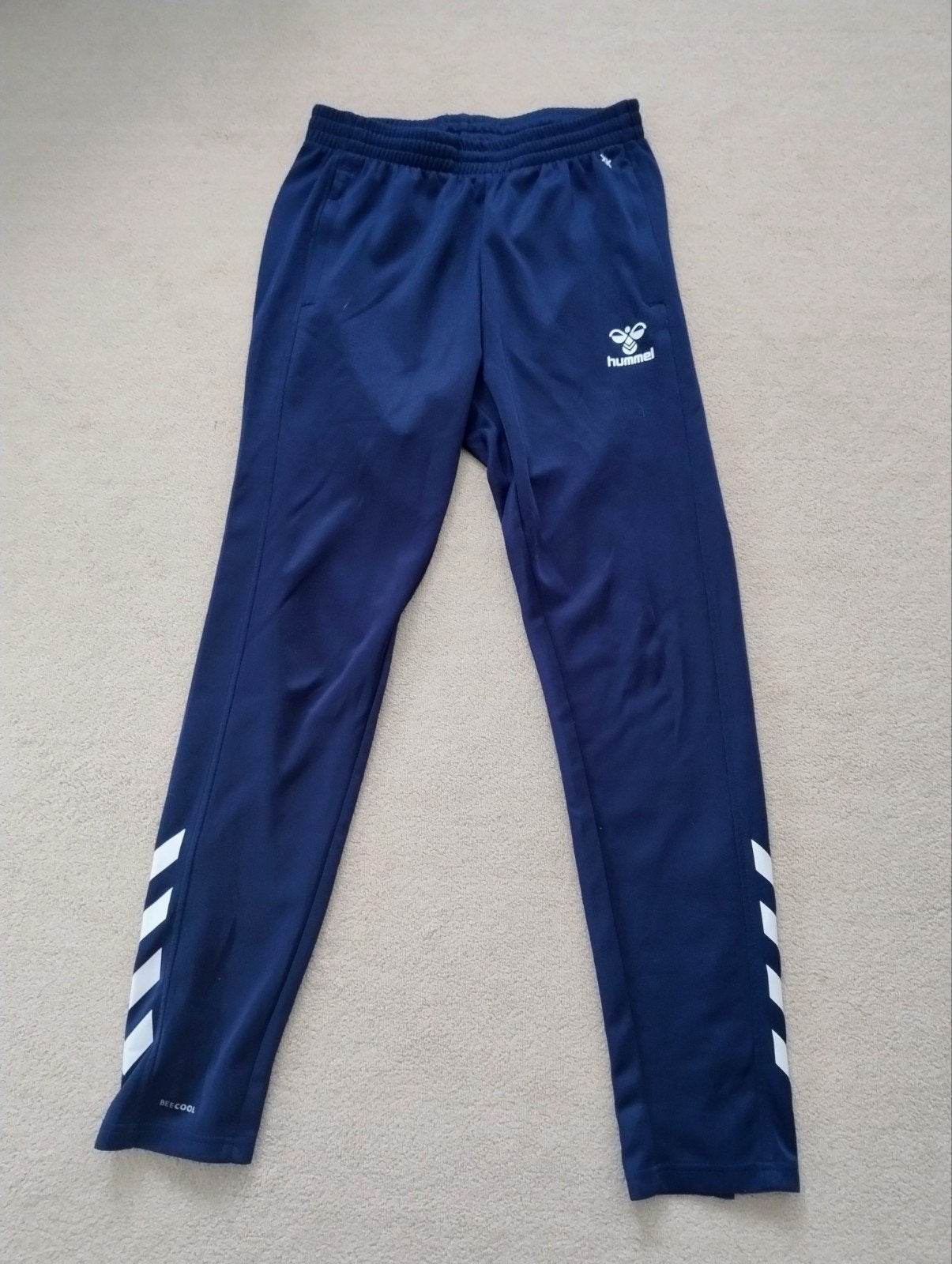 Hummel sportbroek maat 176 - Donkerblauw met witte strepen, Broek, Gebruikt, Jongen of Meisje, Ophalen of Verzenden