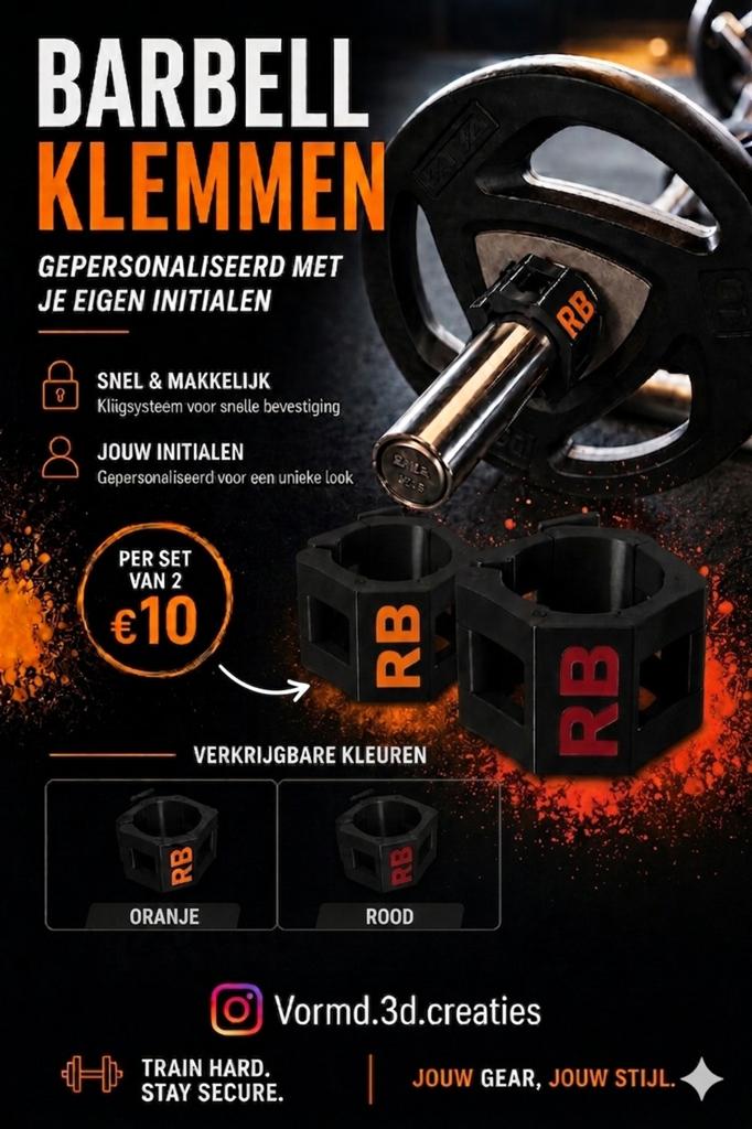 Fitness barbell klem gepersonaliseerd, Ophalen of Verzenden, Nieuw