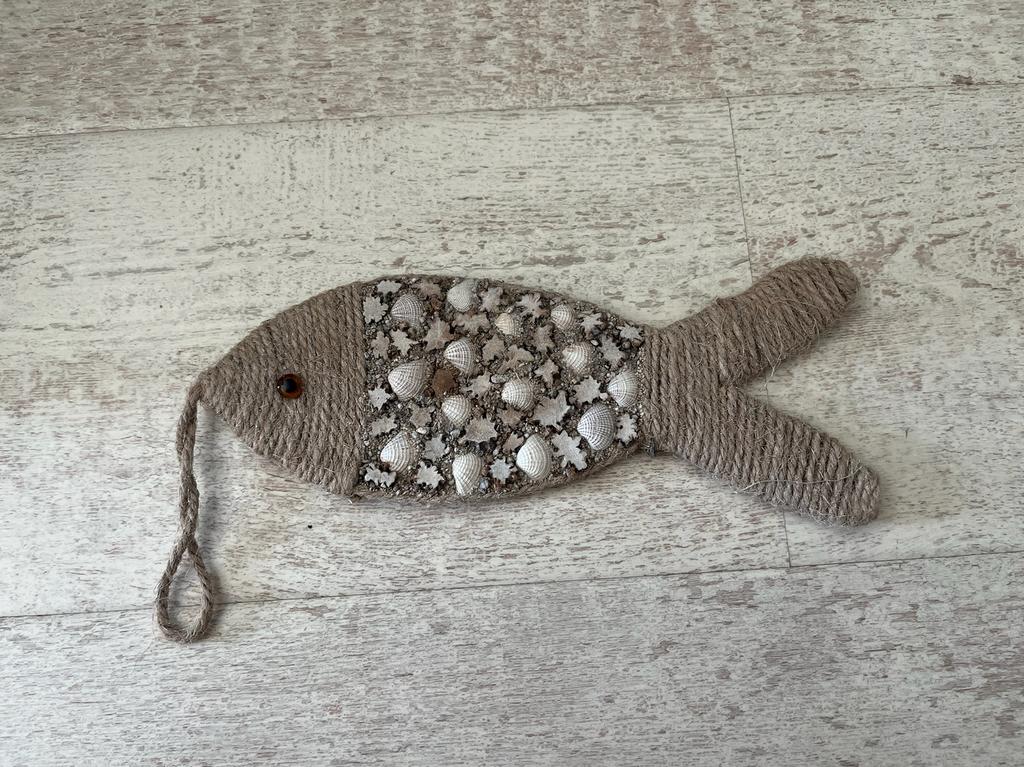 Te koop: Rivièra Maison vis met schelpen erop, decoratie, Ophalen of Verzenden, Nieuw