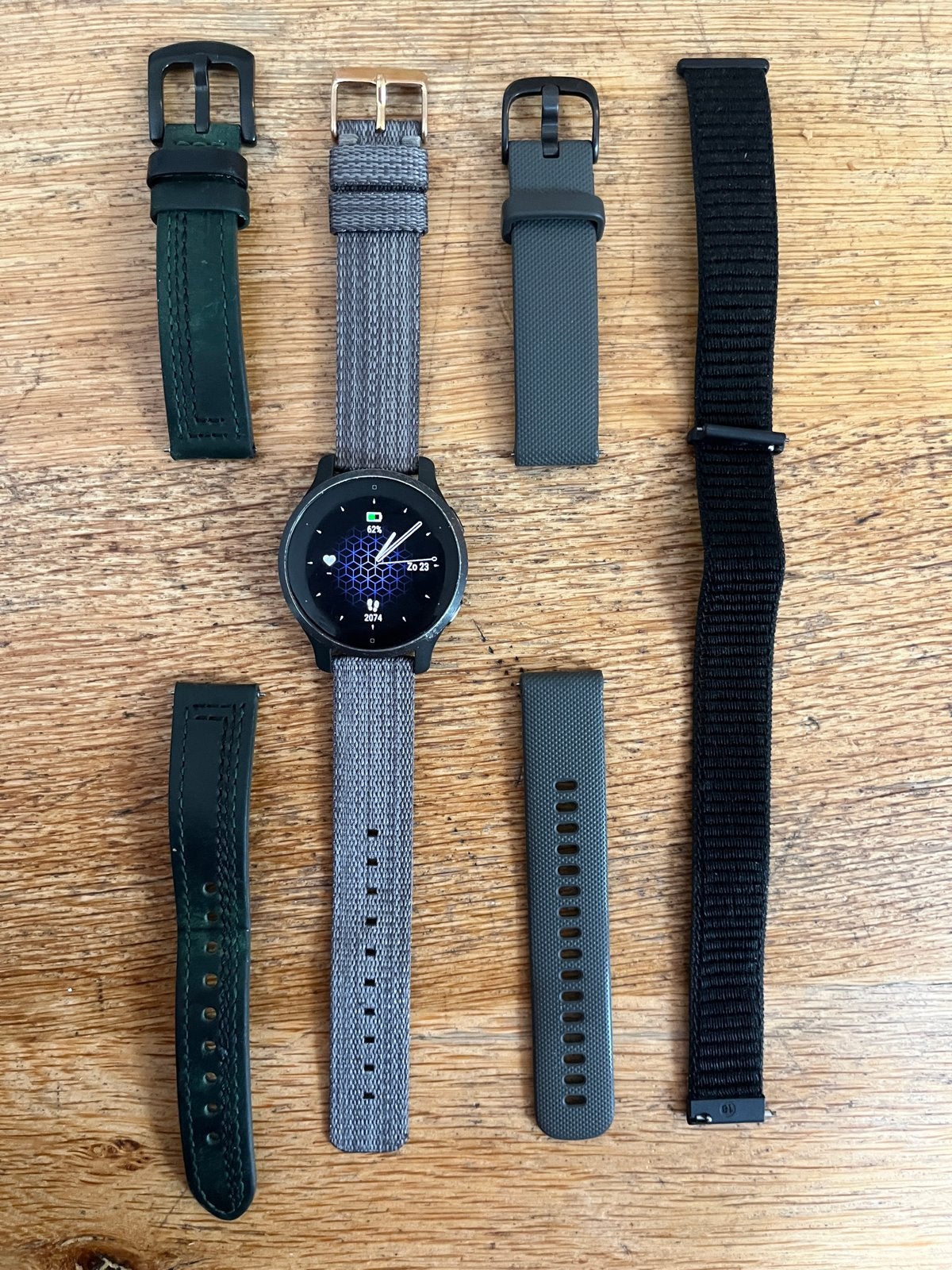 Garmin Venu 2S Slate Grey smartwatch met extra bandjes, Zwart, IOS, Ophalen of Verzenden, Waterdicht