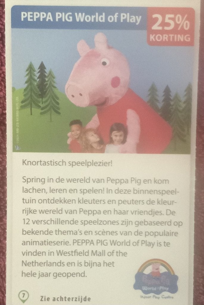 Peppa Pig World of Play Leidschendam Voordeelbon, Tickets en Kaartjes, Recreatie | Pretparken en Attractieparken, Drie personen of meer