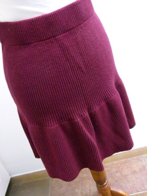 Bordeaux warm kort rokje rok van gebreide stof JANICE XS 36, Ophalen of Verzenden, Maat 36 (S), Boven de knie, Rood
