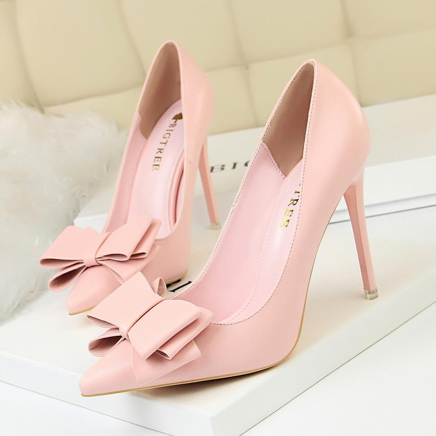 Roze hoge kunstleren dames pumps met strik / hakken 10.5cm, Verzenden, Nieuw, Roze, Pumps