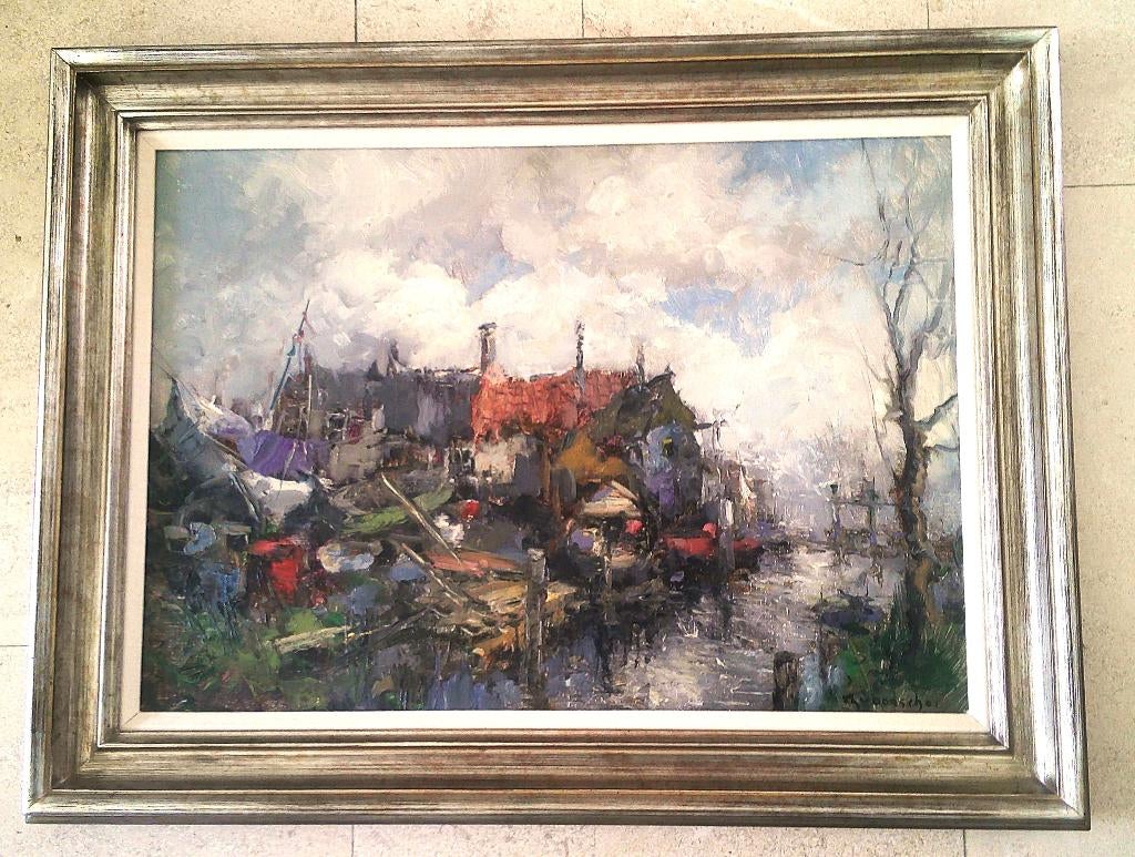 bootjes op helling ca.1970 - Dorus van Oorschot 1910-1989, Ophalen of Verzenden