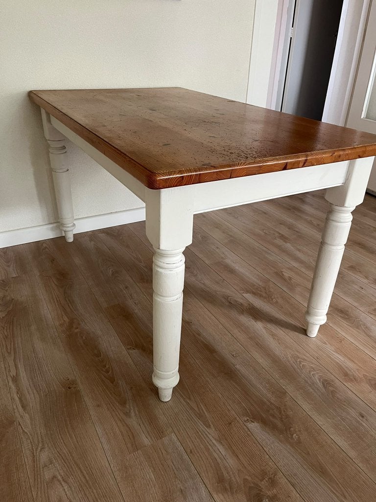 Creafort geloogd grenen /whitewash eettafel, Ophalen, Gebruikt, 100 tot 150 cm, 50 tot 100 cm