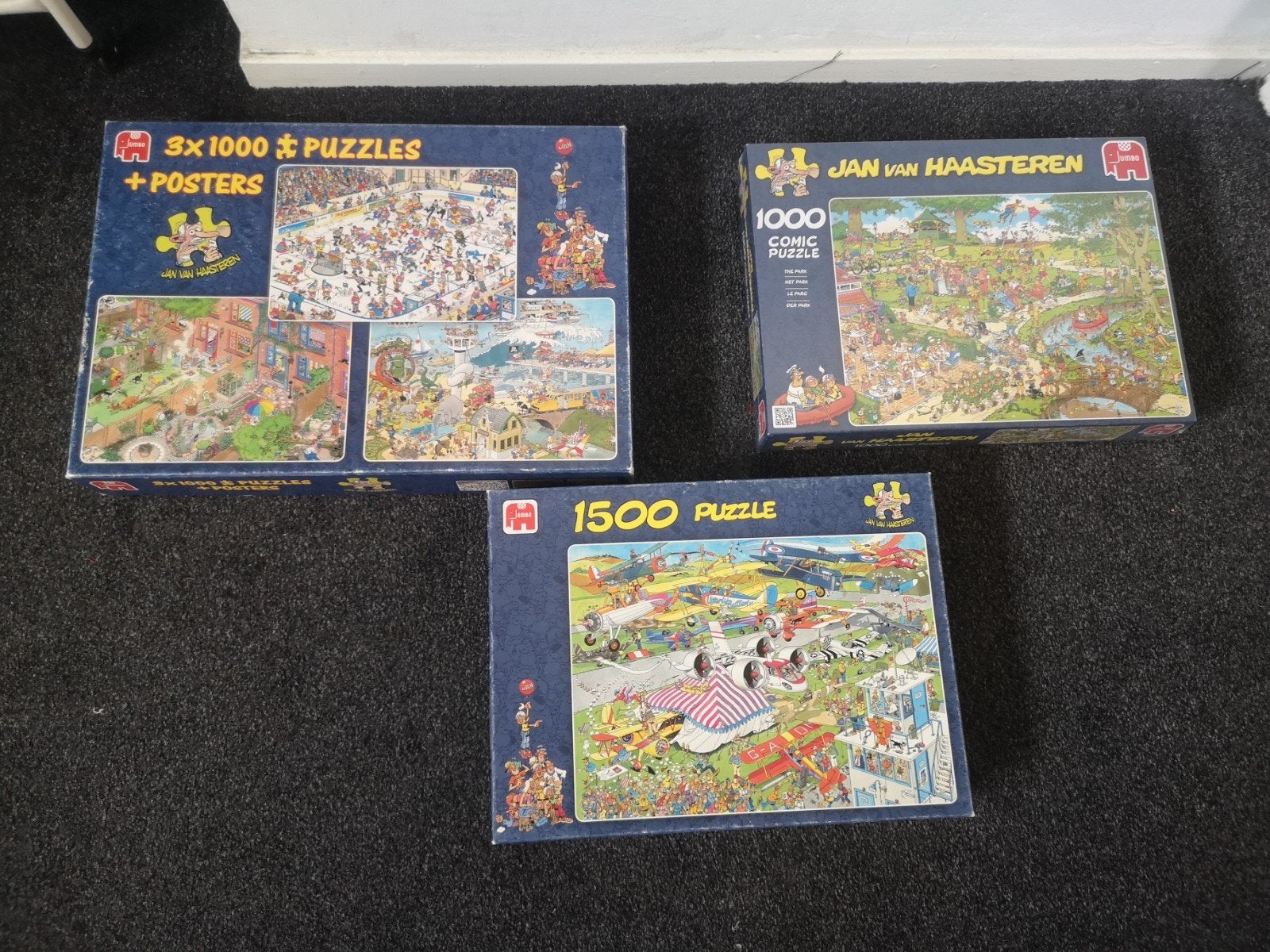 Jan van Haasteren Puzzels - 3x1000 1x 1000, 1500 stukjes, Ophalen of Verzenden, 500 t/m 1500 stukjes, Gebruikt, Legpuzzel