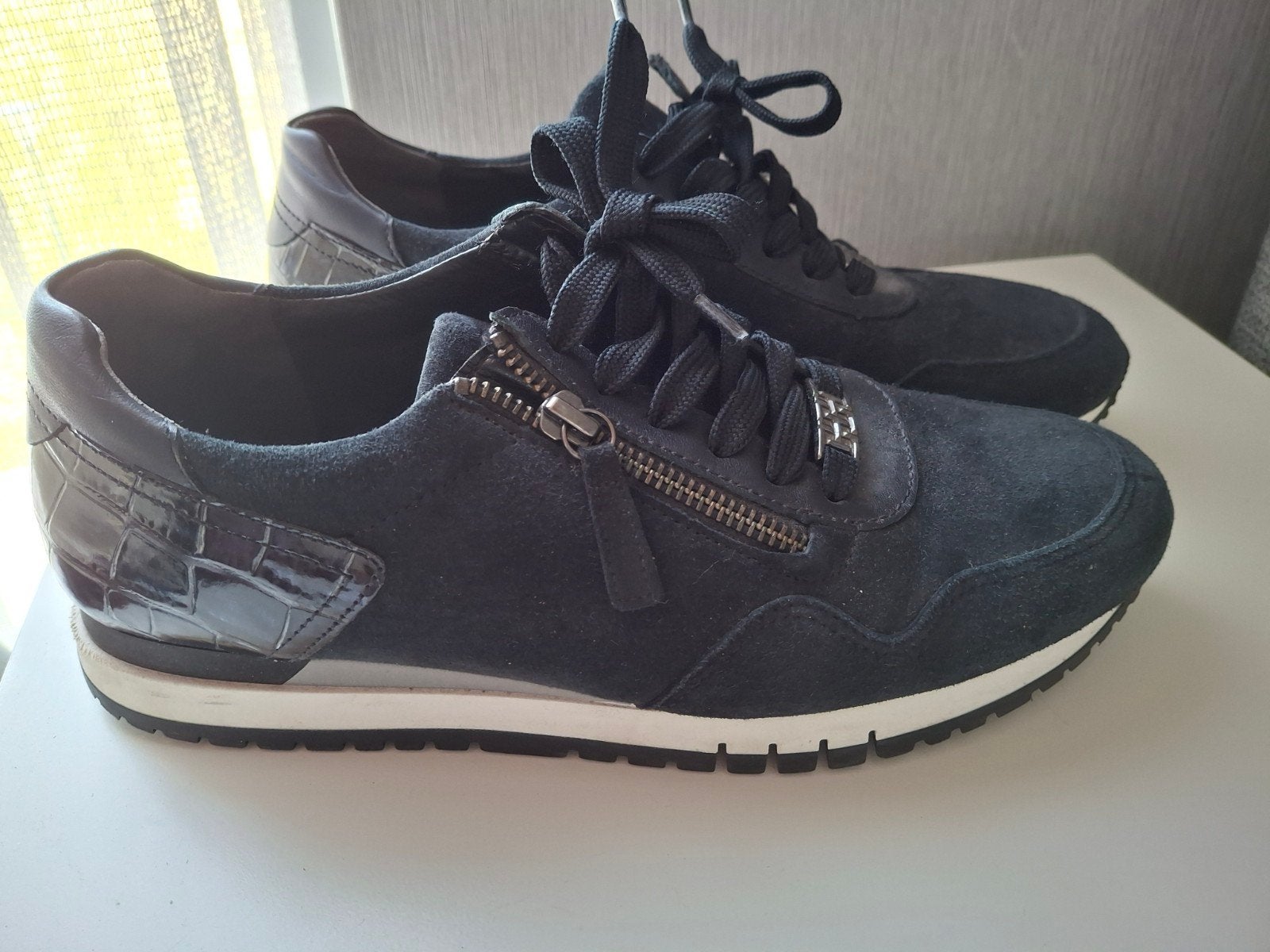 Gabor blauwe sneakers met ritsen en veters maat 7, Blauw, Gabor, Ophalen of Verzenden, Sneakers of Gympen